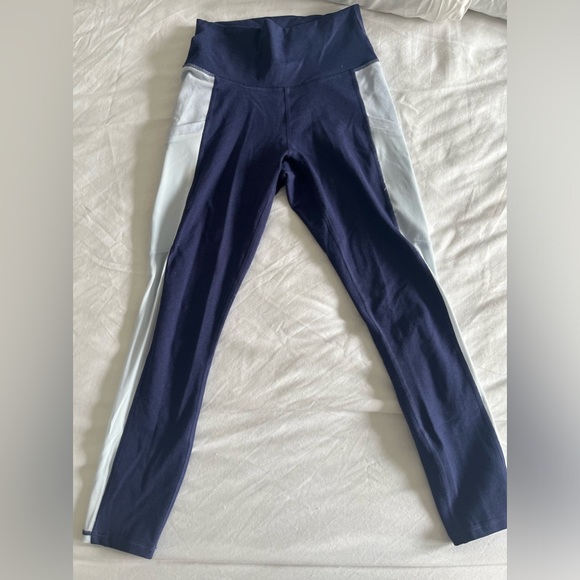 Fabletics Navy & Light Blue High-Waisted Leggings - Picture 1 of 2